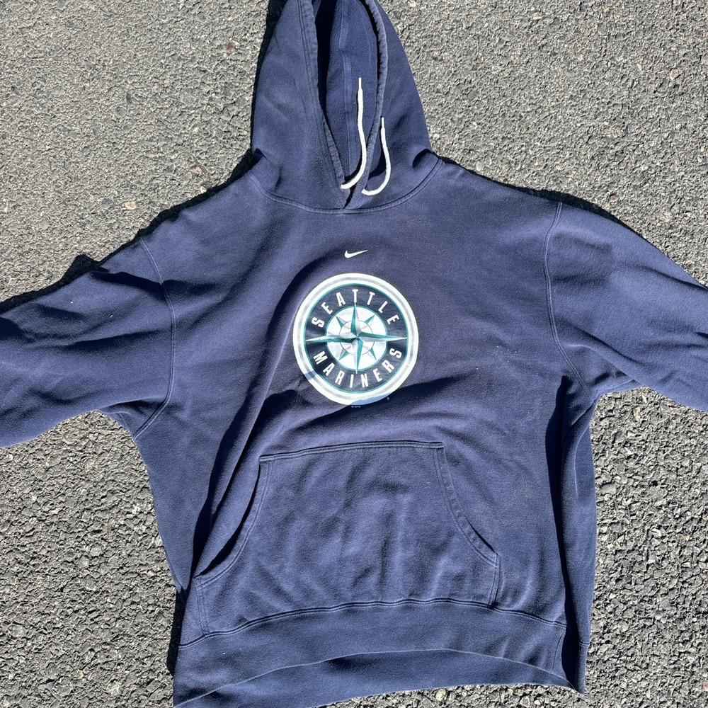 Vintage Mariners Mlb Baseball Hoodie XXLarge‎ Center Check Nikes